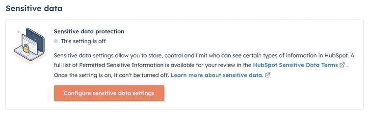 configure sensitive data settings in HubSpot
