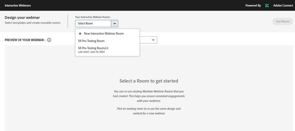 new interactive room menu - interactive webinar in Marketo