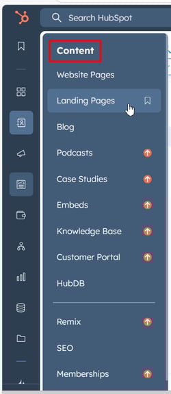 HubSpot Landing Page Menu