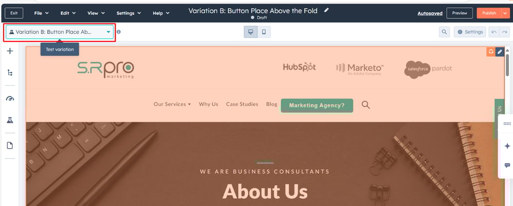 Sample A/B Test in HubSpot