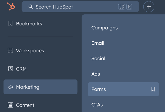 Navigate to Marketing in HubSpot