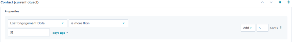 decay score using properties in HubSpot