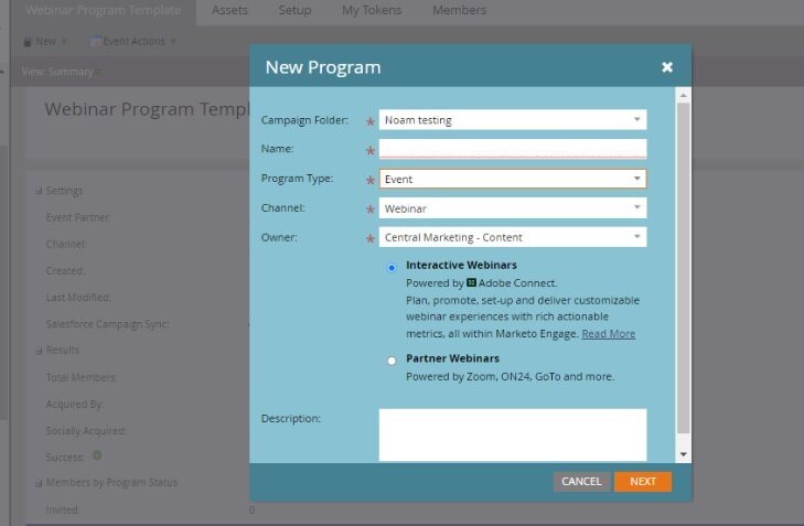 set up new event program - interactive webinars in Marketo