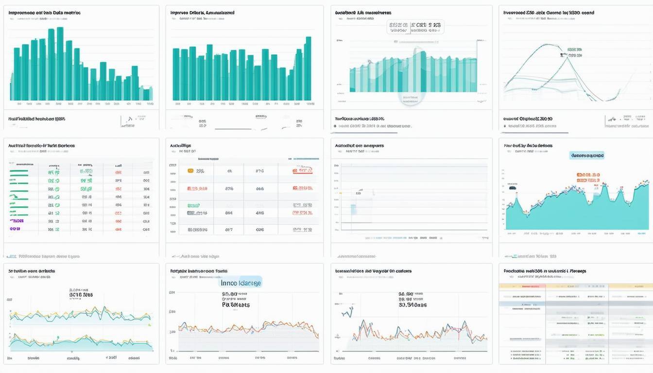 A data visualization with graphs, where the improved metrics are emphasized in 00a79d