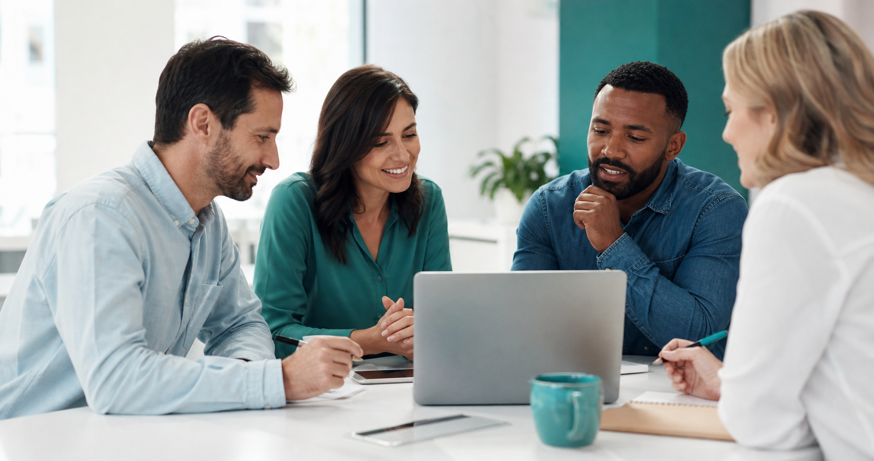 White And Teal Human Team Collaboration